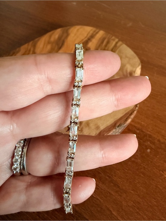 Source Unknown Jewelry - Source Unknown Gold Tone over Sterling Silver Bracelet with Clear Stones